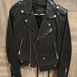 Coach Black Leather Biker Jacket for women